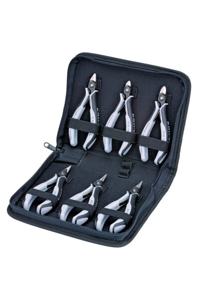 Knipex Set clești electronici de precizie ESD, 6 piese negru/gri