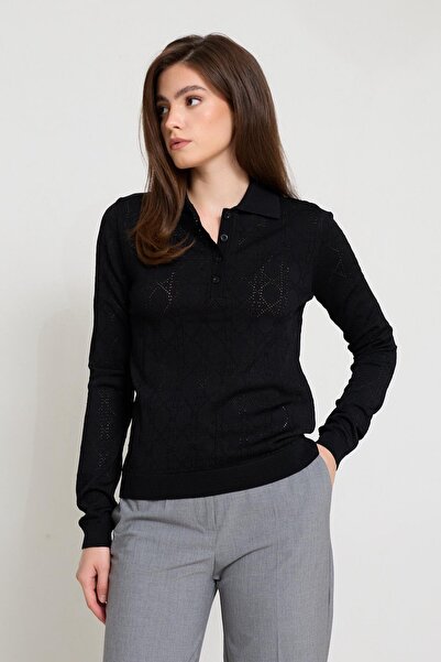 Setre Black Polo Neck Long Sleeve Knitwear