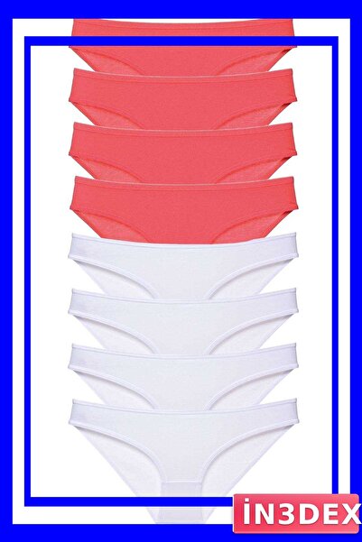 İN3DEX Lycra Women's Slip Panties Set of 8 in Fuchsia and White Colors