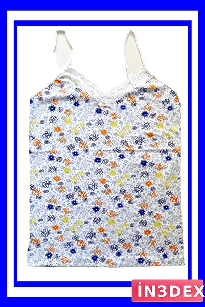 İN3DEX Lace Detailed Printed Cotton Undershirt with Straps