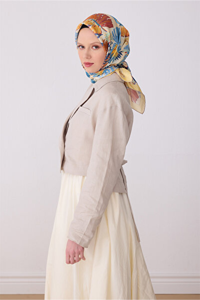 Belli Blue Multicolor Floral Pattern 100% Twill Silk Scarf 4323-80