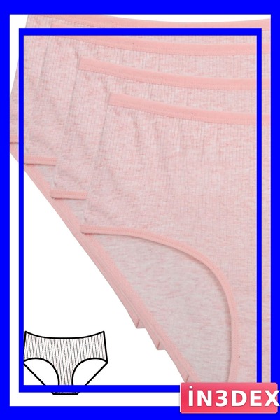 İN3DEX High Waist Ribbed Bato Panties Set of 4 Pink Color