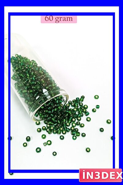 İN3DEX Transparent Army Green Glass Beads 3mm 60 Grams