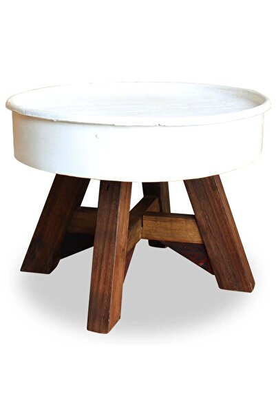 Concept Masă de cafea, albă, 60 x 45 cm, lemn masiv reciclat