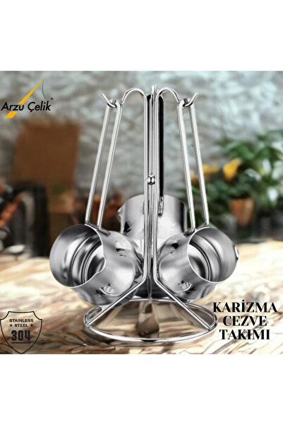 Arzu Çelik Karizma Coffee Pot Set-Satin