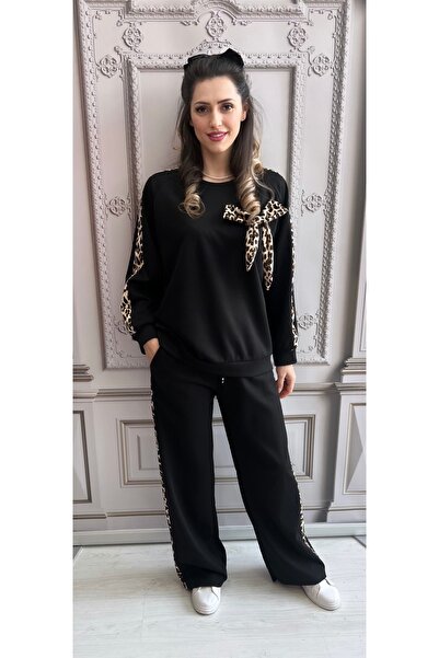 OnlyForYou Women's tracksuit made of elastic viscose, with applied bow and an...