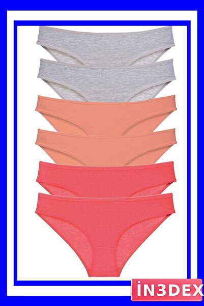 İN3DEX Lycra Women's Slip Panties Set of 6 in Gray and Fuchsia Colors