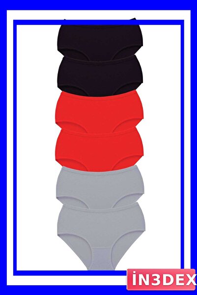 İN3DEX Women's High Waist Bato Panties 6 Pack Thick Elastic