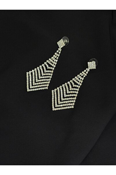 Melisa Takı & Aksesuar Luxury Silver Color Stone Evening Dress Earrings