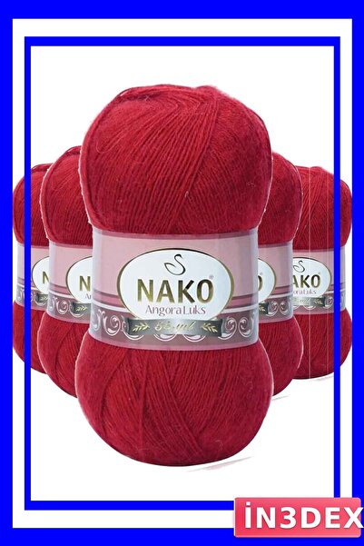 İN3DEX Dark Red Hand Knitting Yarn 5 Pieces Angora Luxury