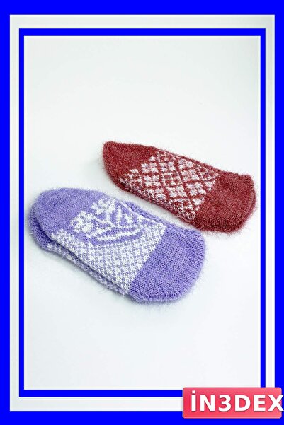 İN3DEX Hand Knitted Wool Booties Set for Women 2 Pairs