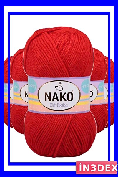 İN3DEX Non-Pilling Baby Knitting Yarn 5 Pieces Red Color