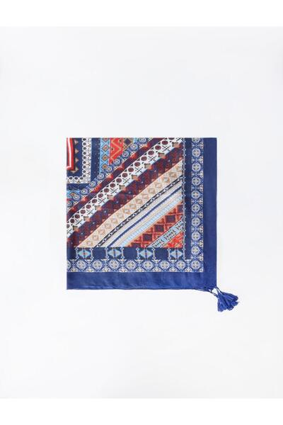 Jimmy Key Karışık Etnik Desenli Çizgili Dokuma Şal