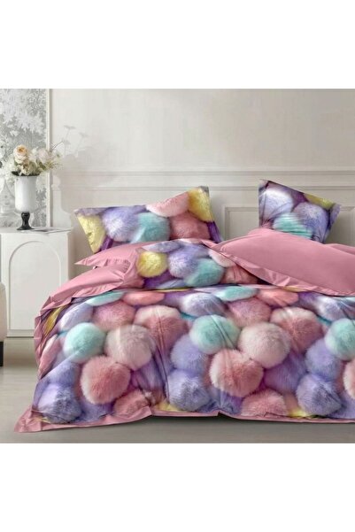 Pucioasa Duvet Cover Set with Stretchy in fine fabric, 6 pieces, Pastel Pom-pom