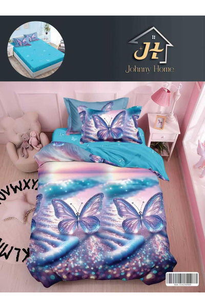 FIONNA.RO Finet Duvet Cover Set With Stretchy 1 Person - Glass Butterflies