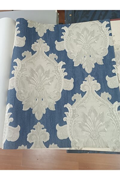 Liva Lacivert damask desenli duvar kağıdı 10 m2