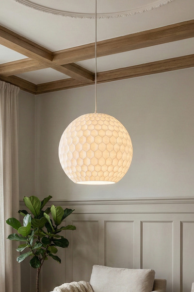 KLYNTO Sarkıt Tekli Avize - Modern Geometrik Bal Peteği Dokulu Küre Sarkıt Av...