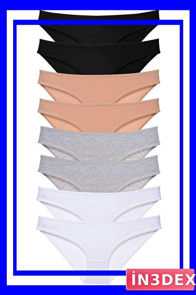 İN3DEX Lycra Women's Slip Panties Set 8 Pieces Multiple Color Options