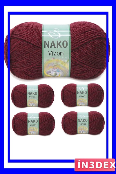 İN3DEX خيط أكريليك للحياكة اليدوية 5 قطع لون أحمر خمري