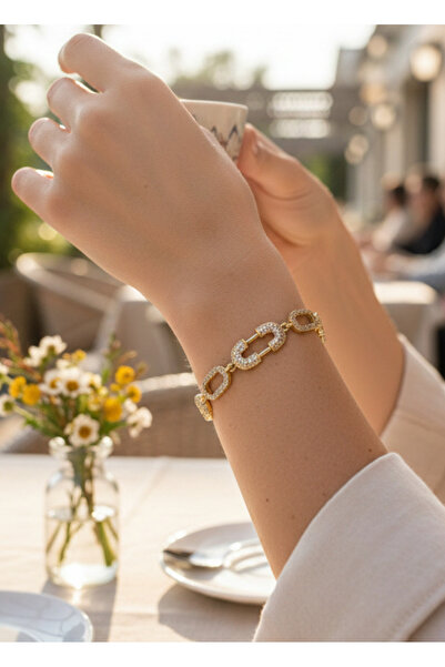 BİJU YILMAZ Xuping gold round stone bracelet - 26xpb10
