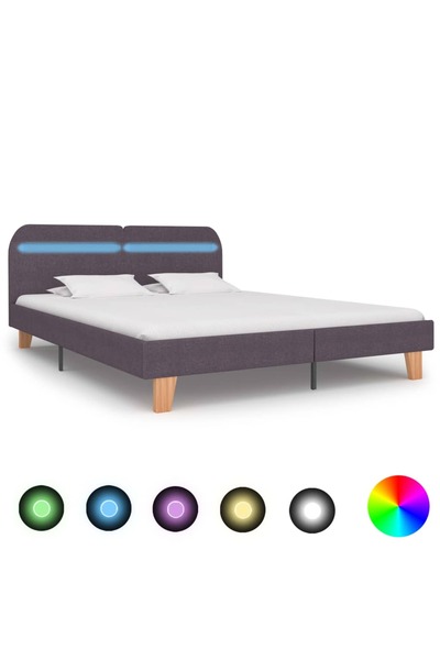 Concept Cadru de pat cu LED-uri, gri taupe, 160x200cm, material textil