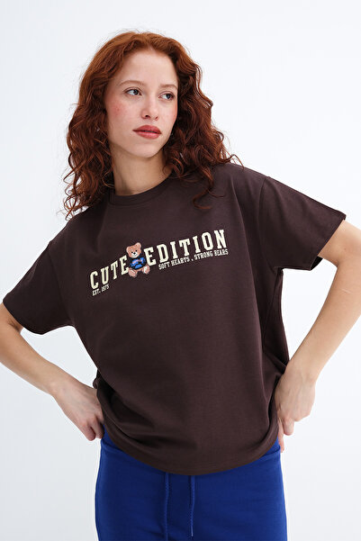 Addax Bear Printed Thick T-Shirt P10616