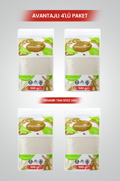 White Organic Organik Tam Siyez Unu Siyez Buğday Unu 4 Adet 500 Gr