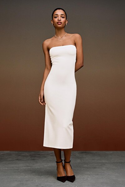 Bershka Bandeau triko midi elbise