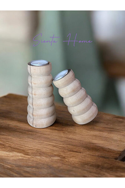 Sienta Home Dekoratif Ahşap Bubble 2'li Mumluk - Şamdan Doğal Gürgen Ağacı - ...