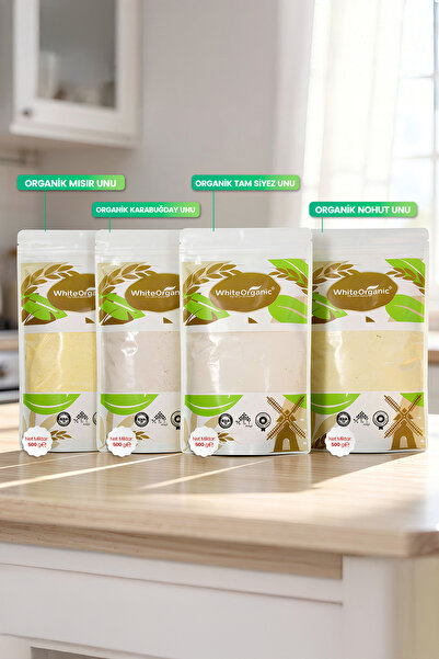 White Organic Organik Mısır Unu+Organik Karabuğday Unu+Organik Siyez Unu+Orga...