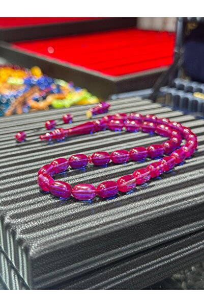 Septemmart Purple Reflective Fire Amber Prayer Beads 7X11 mm Basic Cut Master...