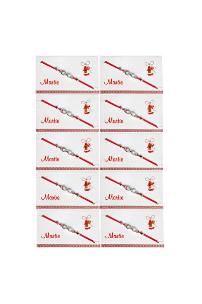 Abundo Set of 12 bracelet charms with Metal-Accented, Infinity, on red adjust...