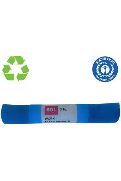 Resaco Pungi standard de plastic reciclate, 60L, 60x70cm, 20 mic, 25 buc/rolă...