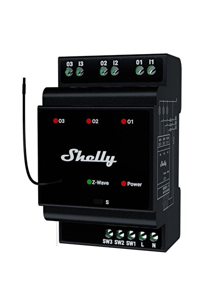 Shelly Qubino Wave Pro 3 Z-Wave 3 channel DIN rail relay