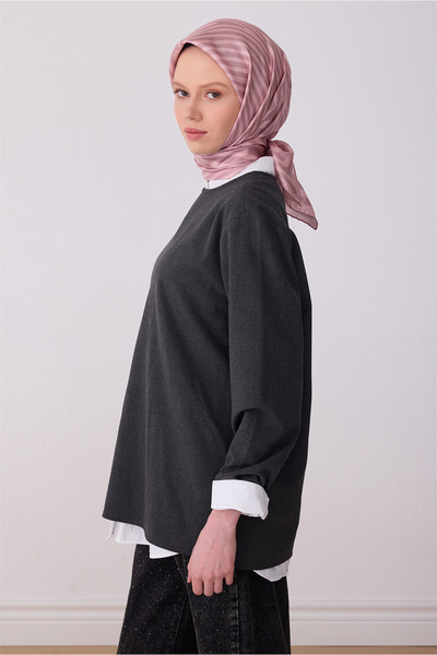 Belli Eșarfă lila cu model geometric 100% twill mătase 4325-01