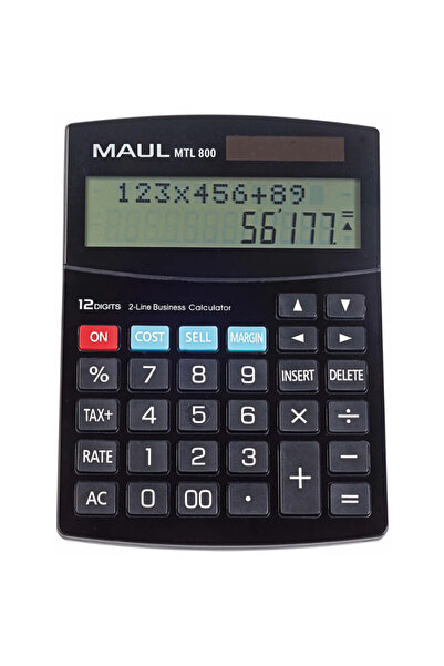 MAUL Calculator de birou MTL800, 12 cifre, afișaj pe 2 linii - negru