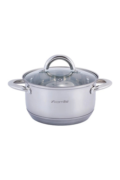Kamille Stainless steel saucepan 2.4 L with glass lid