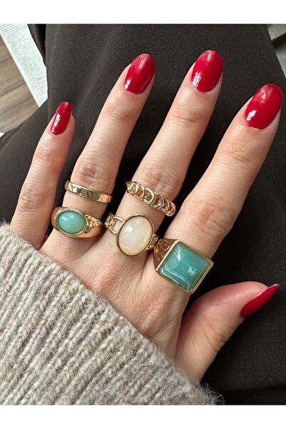 ringbox Set of 5 Turquoise Rings