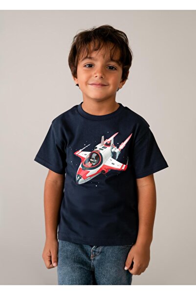 MAYORAL Tricou cu imprimeu Space Shuttle pentru băieți, bleumarin