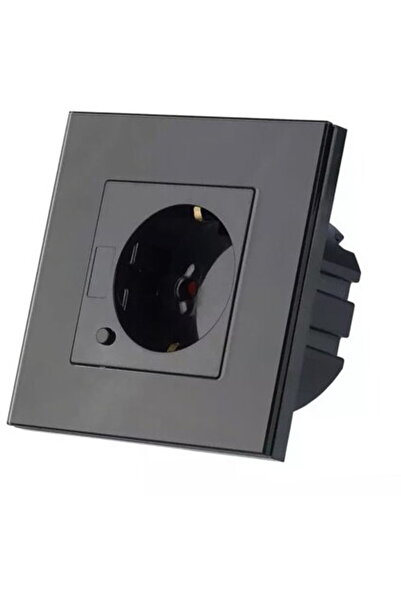 V-TAC SMART SIMPLE SOCKET 16A WITH GLASS FRAME, BLACK