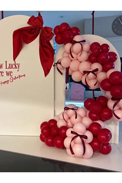 Çemrek Süs Parti Dark Red Pink Balloon Chain Set of 100