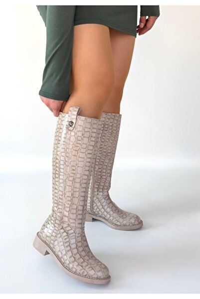 STUMBANNG Metta Beige Leather Patterned Boots