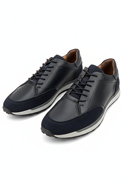 LUSIVE Genuine Leather Navy Blue Lace-Up Comfortable Casual Men's Shoes Luass...
