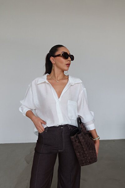 Özge Özgenç Düşük Omuz Tek Cepli Gömlek