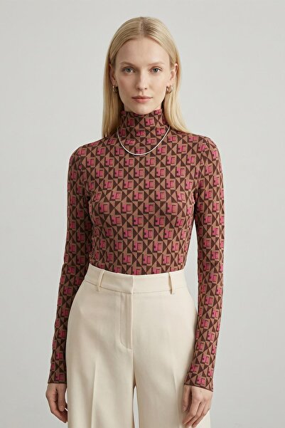 Rays 242143 Bluză cu guler înalt cu model roz