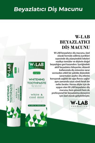 W-Lab Cosmetics Beyazlatıcı Diş Macunu 100 ML Çay,Kahve ve Sigara Lekesi Karşıtı Kalıcı Etkili
