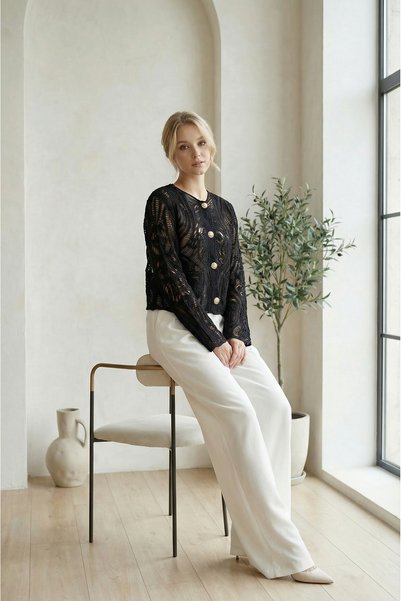 Generic Brand lace patterned gold buttoned basic jacket