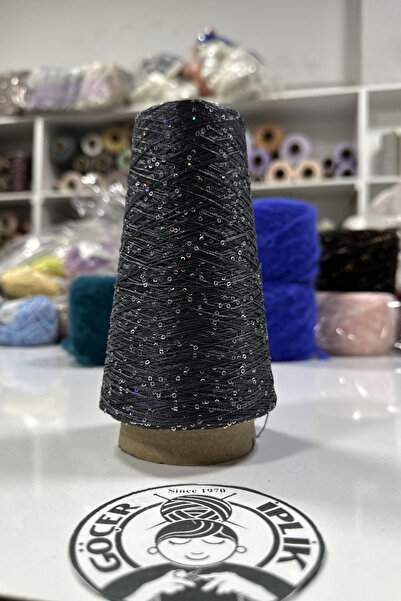 göçer Premium Anthracite 2mm Design Floss Sequin Yarn 200Gr