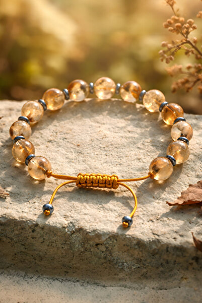 NBS Beautiful Naturel Stones Citrine Abundance, Money Natural Stone Unisex Br...