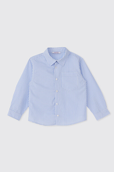 Panço Erkek Bebek Çizgili Mavi Gömlek